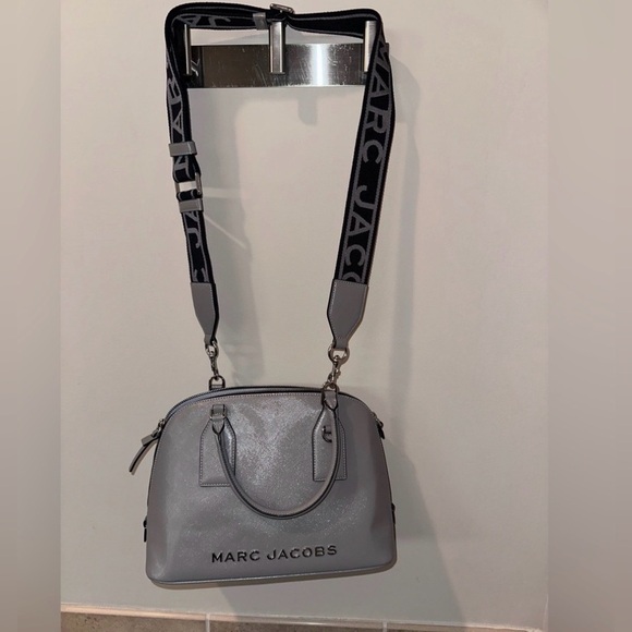 Marc Jacobs Steel Grey Saffiano Dome Satchel w/ Logo Strap | Retail $425 - Picture 6 of 9